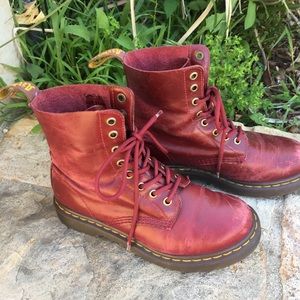 Dr. Martens Cherry Red Leather Lace Up Boots!